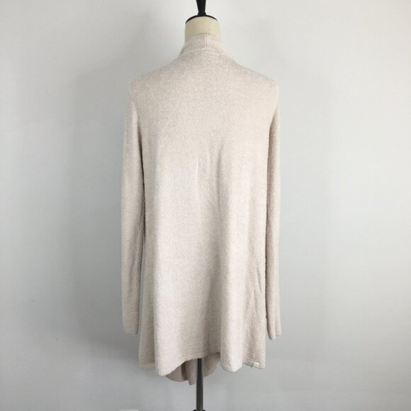 BAREFOOT DREAMS Light Taupe/Dark Cream Bamboo Chic Lite Robe Open Cardigan - Picture 9 of 9